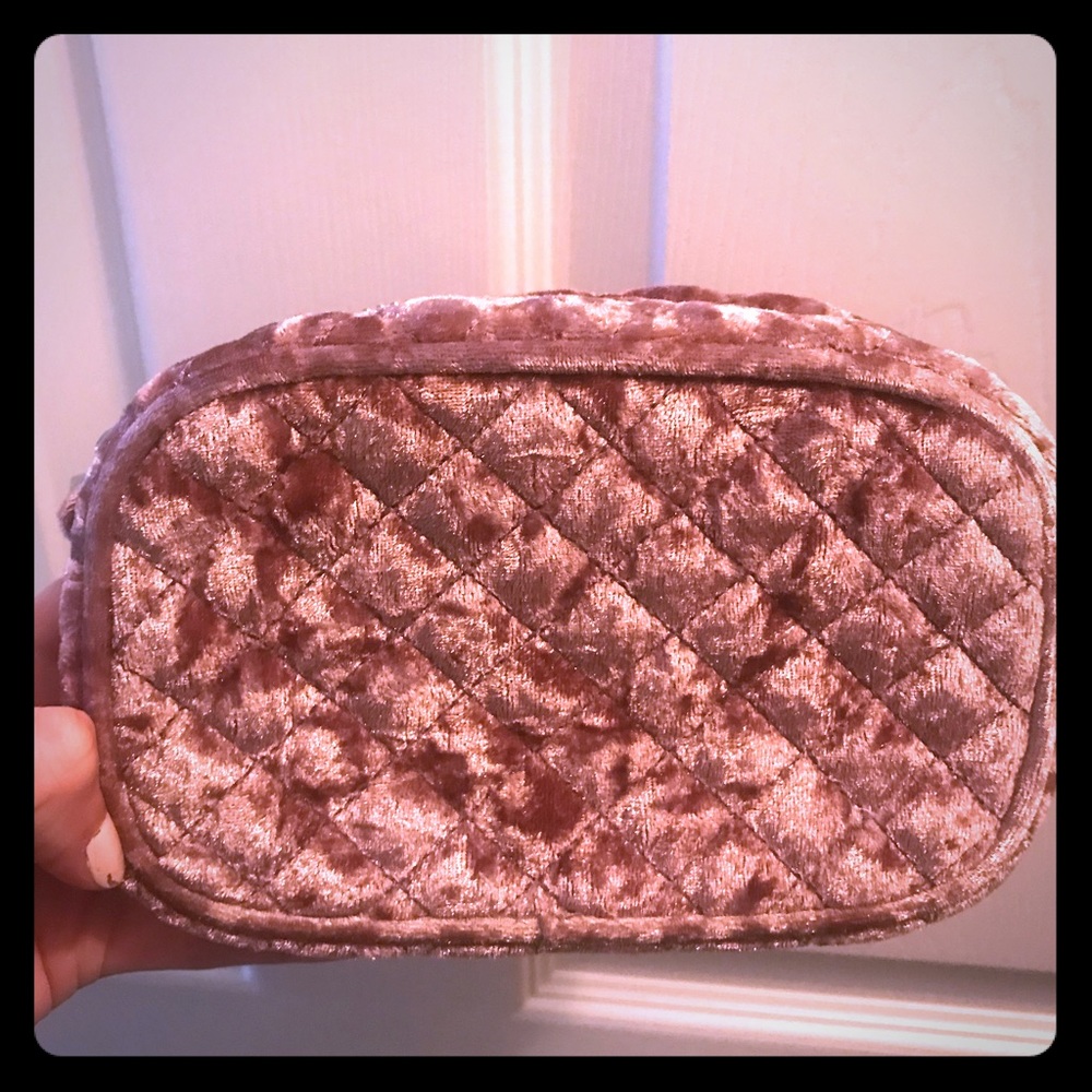 Express blush velvet mini shoulder bag